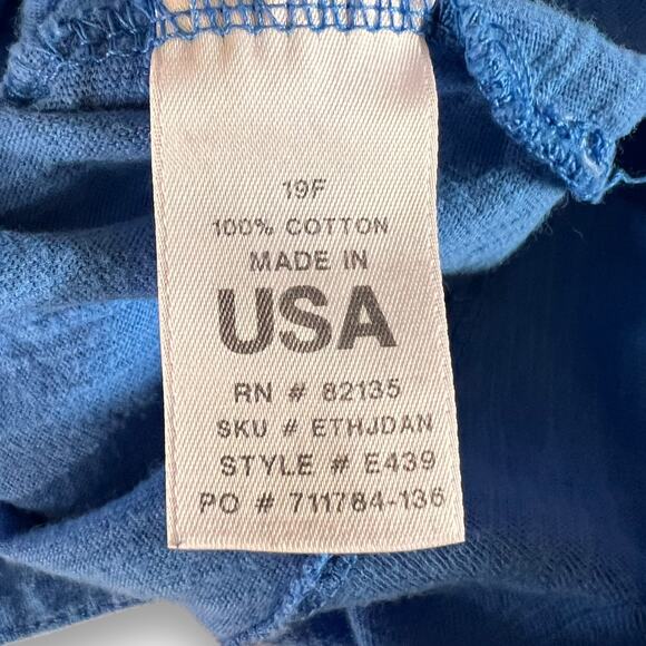 Fresh Produce Blue V Neck Coastal Cotton Top Relaxed Fit Casual Layered Hem 1X - Picture 9 of 11